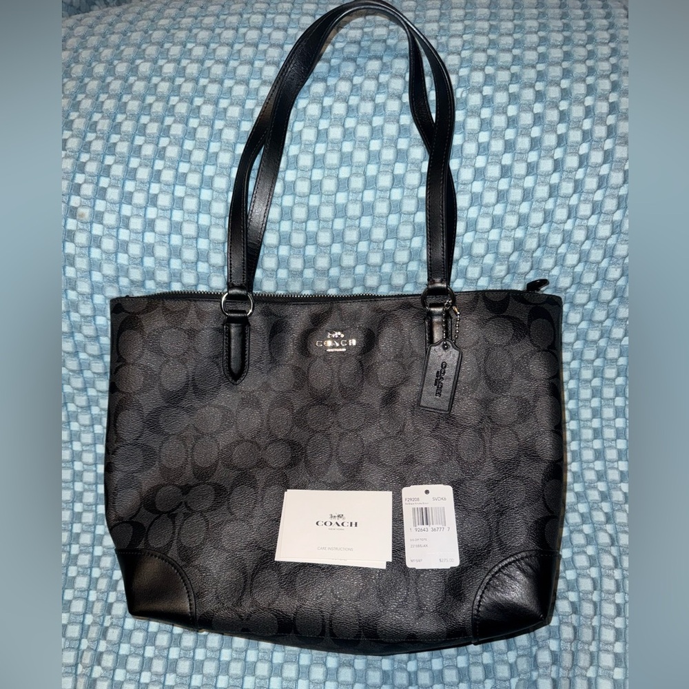 Coach Black and Gray Signature Tote